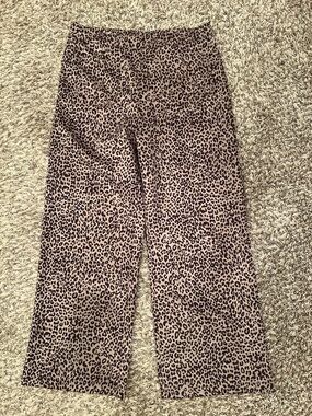 Leopard Print Wide-Leg Trousers in Brown